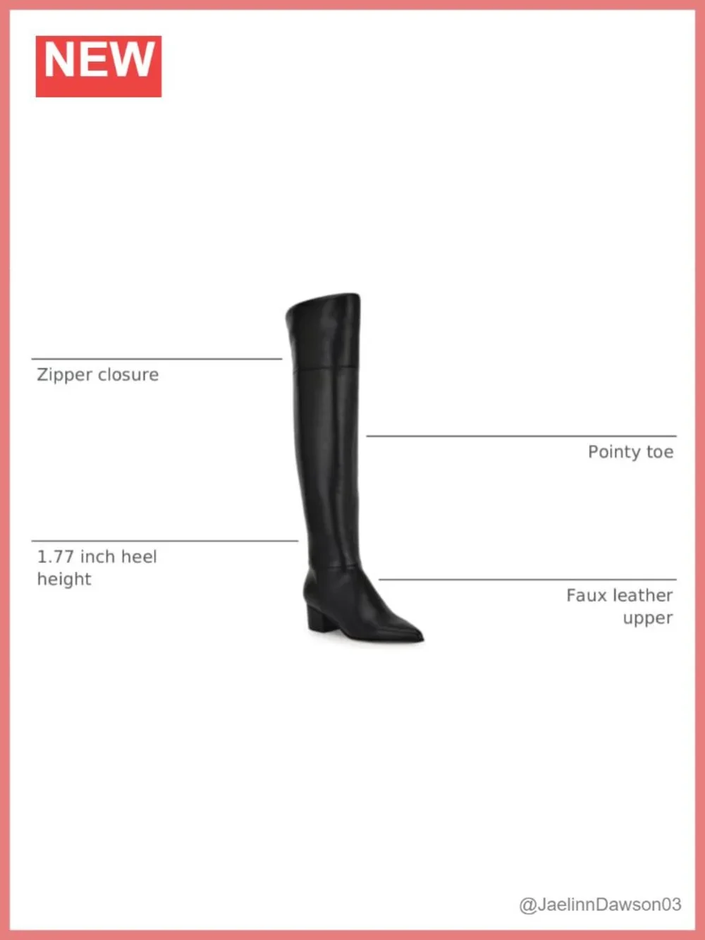 Nine West Women's Over-the-Knee Faux Leather Block Heel Boots Zip Closure